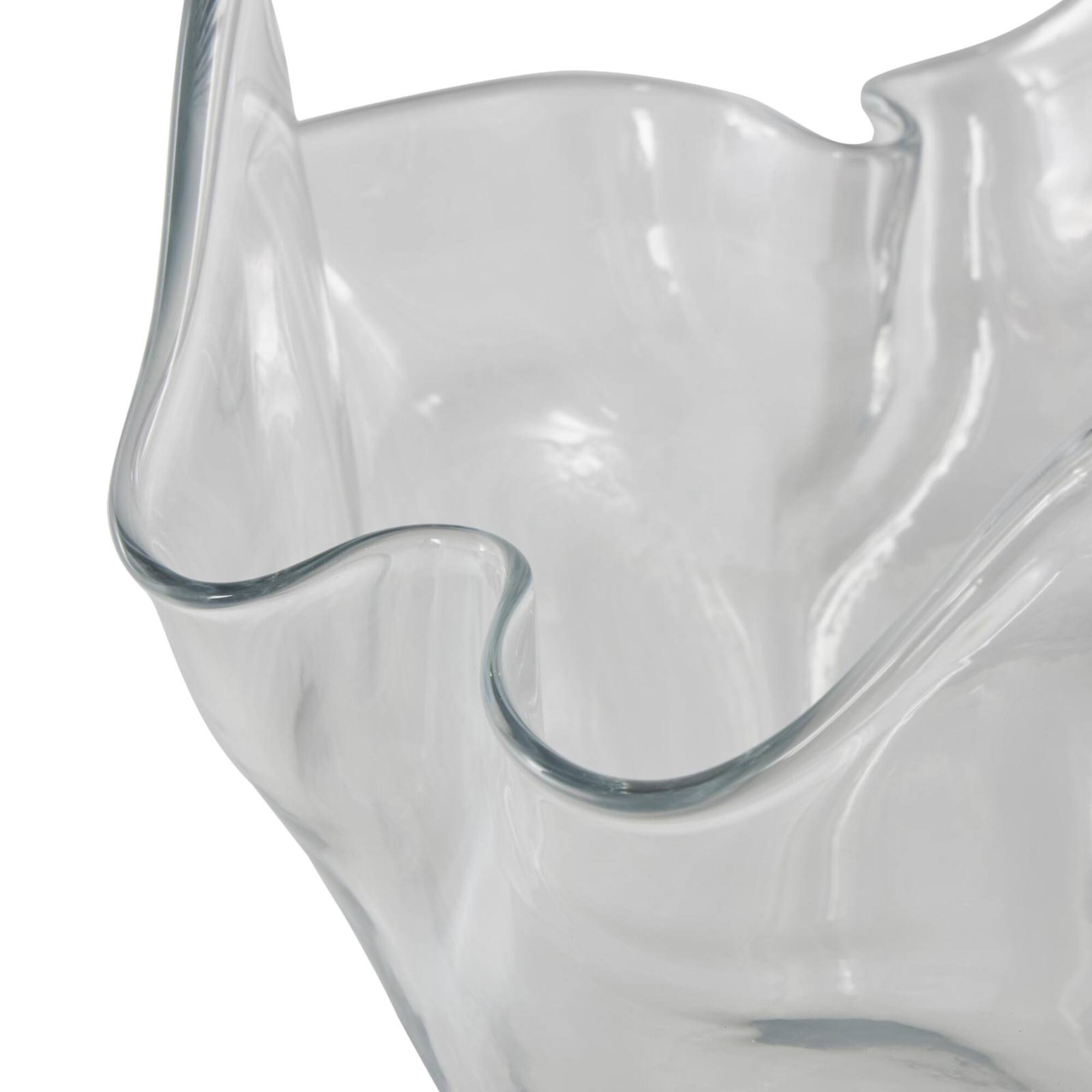 Clear Tulip-Inspired Glass Vase with Wavy Opening